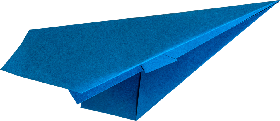 Blue Paper Airplane Origami Cutout